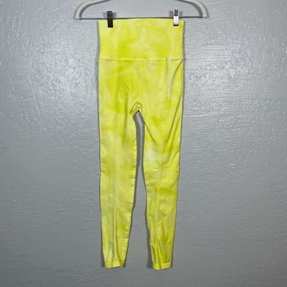 Free People Movement Women XS/ S Yellow White Tie Dye Good Karma Legging Workout - Picture 5 of 8